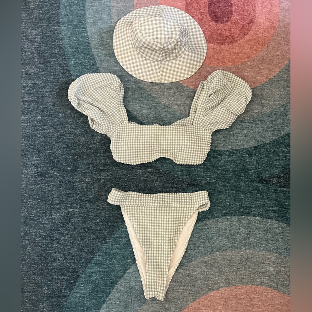 Abercrombie & Fitch Green Gingham Bikini Set